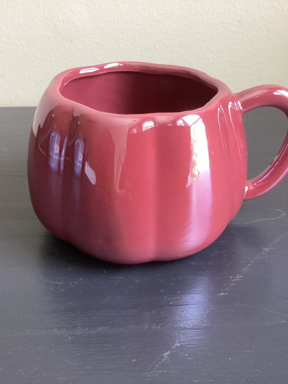 Thyme & Table Pumpkin Ceramic Coffee Mug Burgundy Color 16oz